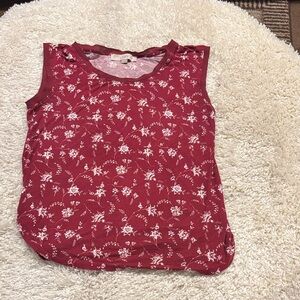 LOFT Burgundy Floral Sleeveless Tank Shirt